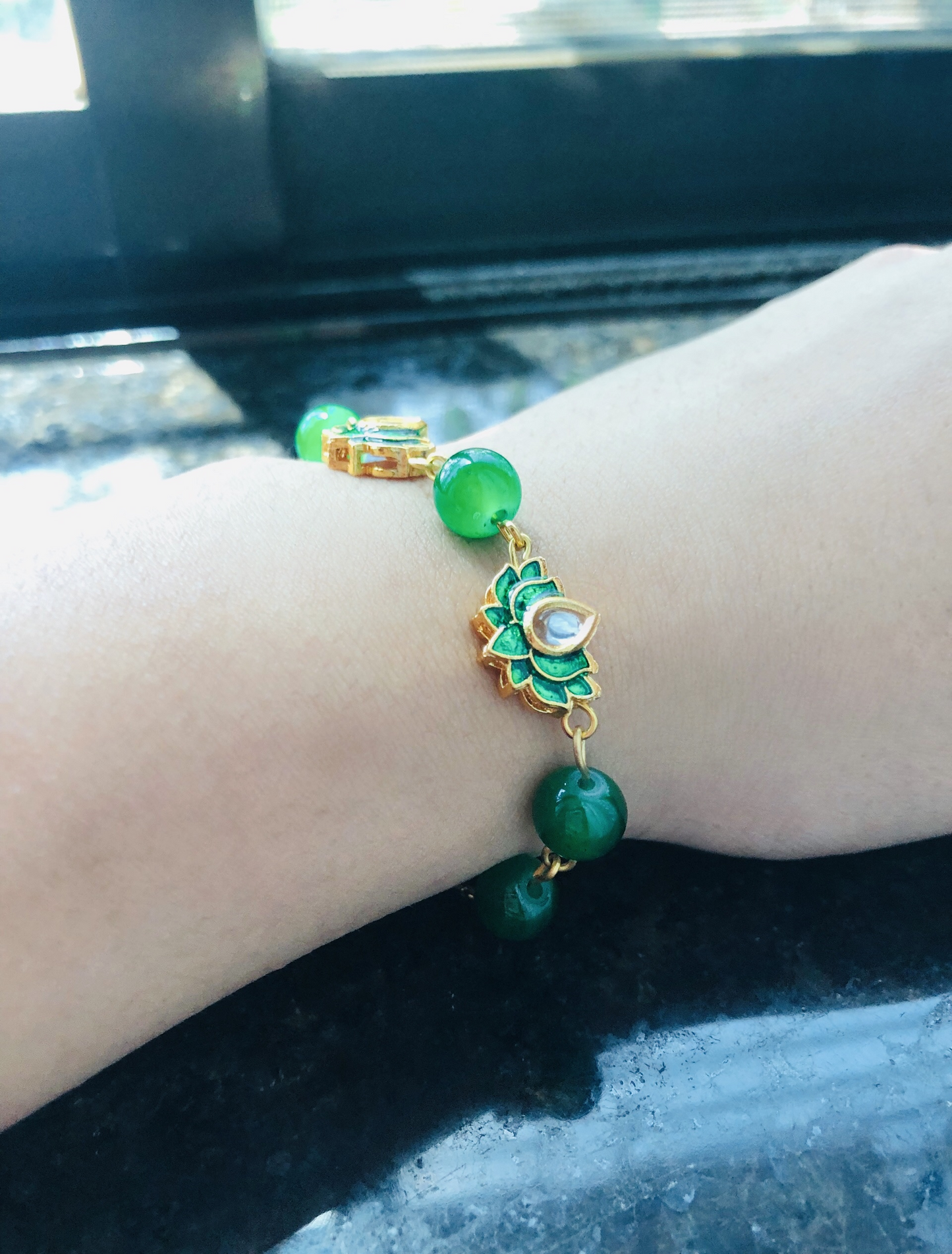 Enchanté Kundan Delights: Bracelet & Ring Set