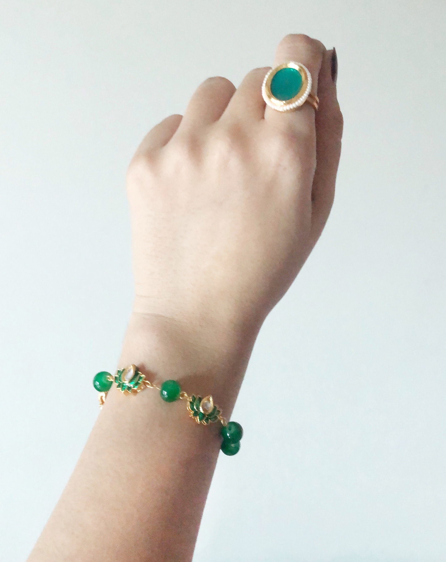 Enchanté Kundan Delights: Bracelet & Ring Set