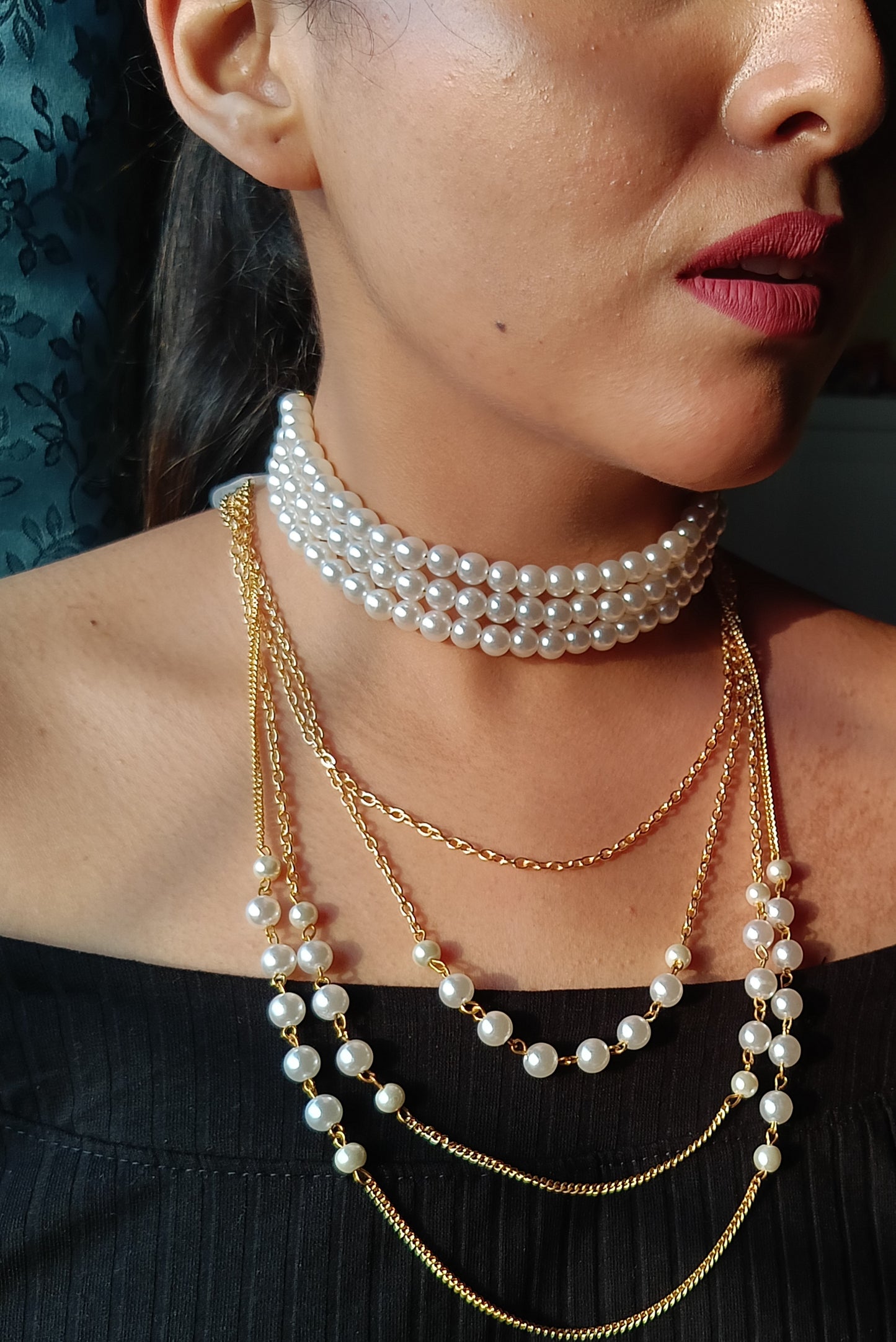 A4-Pearl Prism-Choker and Strand Necklace Duo