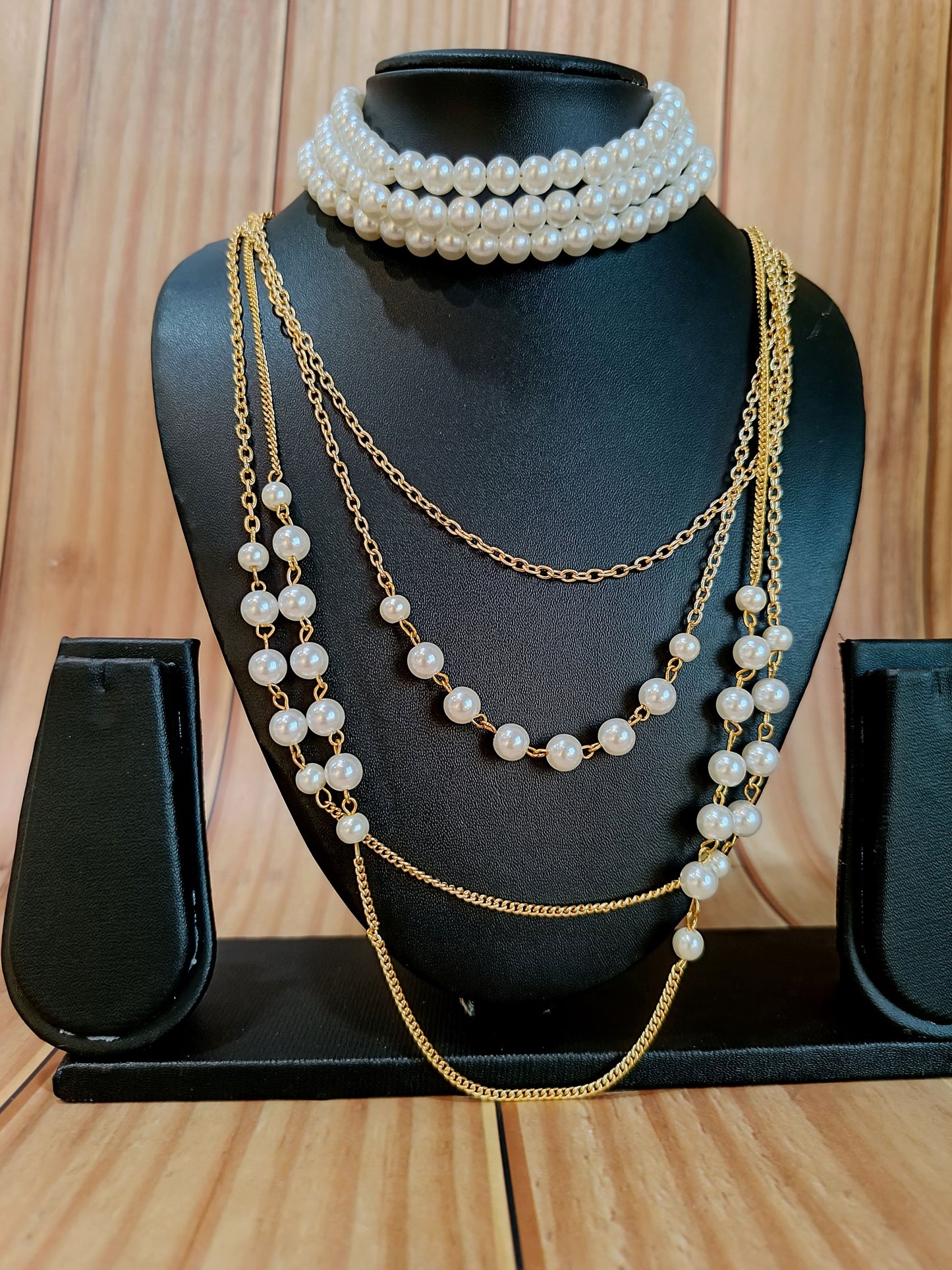 A4-Pearl Prism-Choker and Strand Necklace Duo