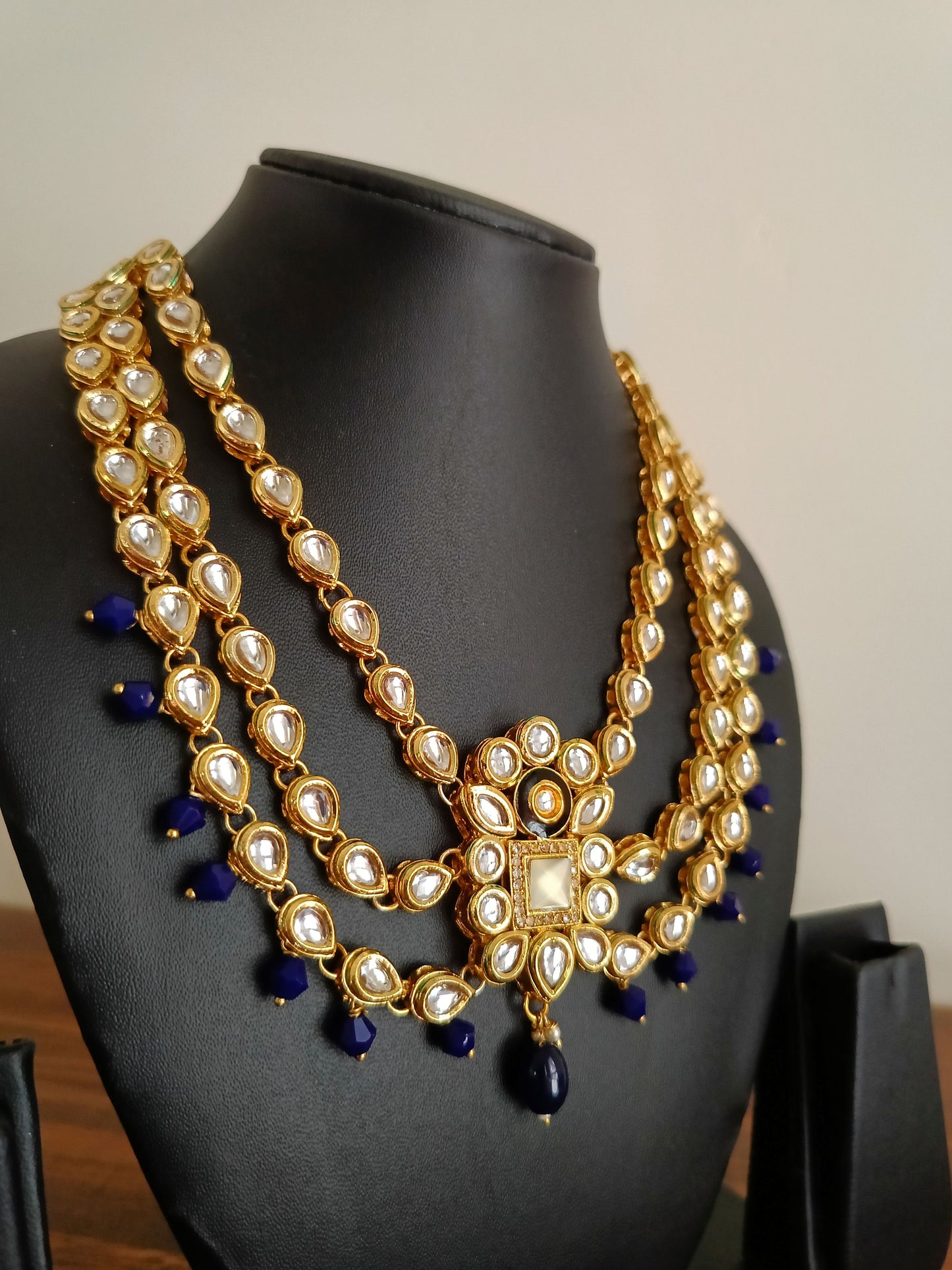 Midnight Majesty Navy Kundan Necklace Set