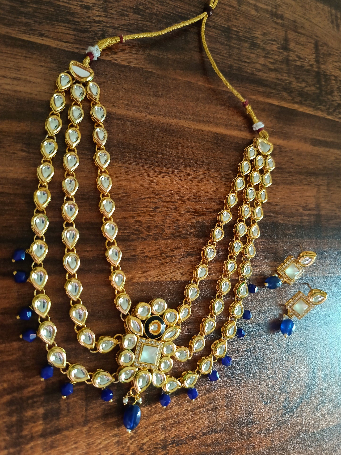Midnight Majesty Navy Kundan Necklace Set