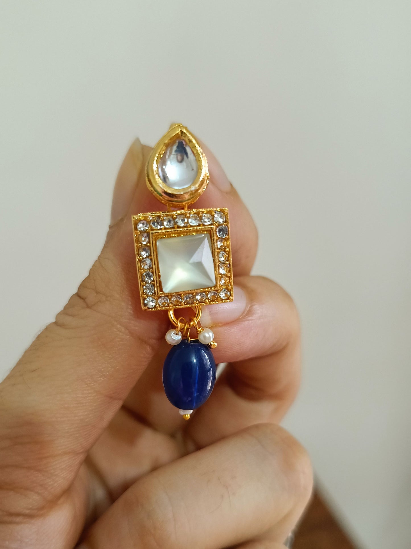 Midnight Majesty Navy Kundan Necklace Set