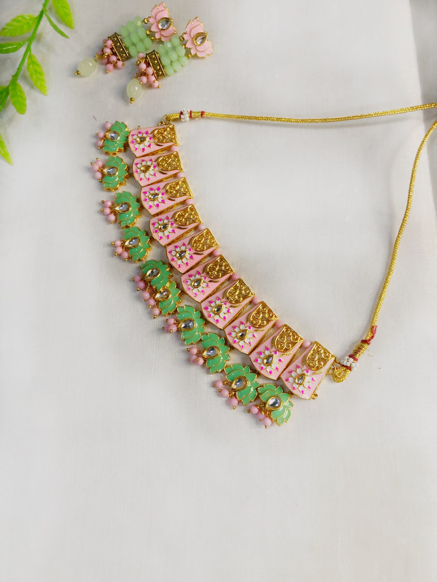 Ethnic Fusion: Pink and Green Set with a Modern Twist