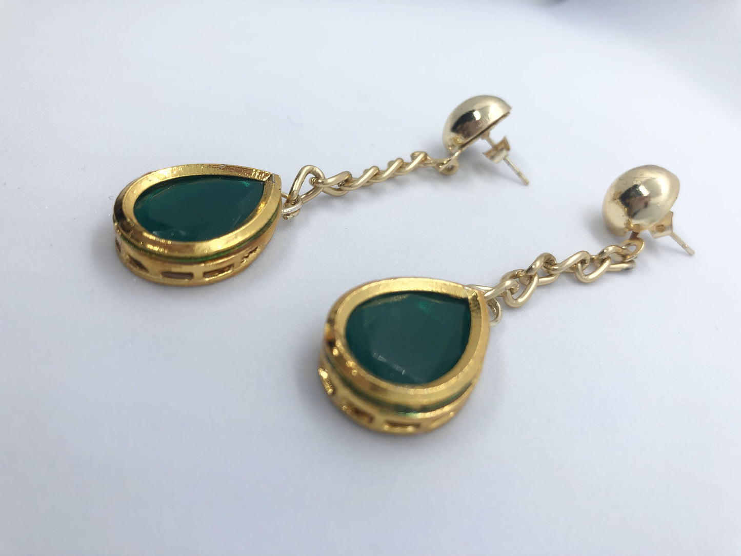 Green Meenakari Kundan Dangle Earrings