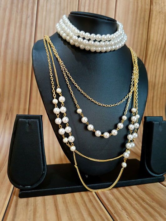 A4-Pearl Prism-Choker and Strand Necklace Duo