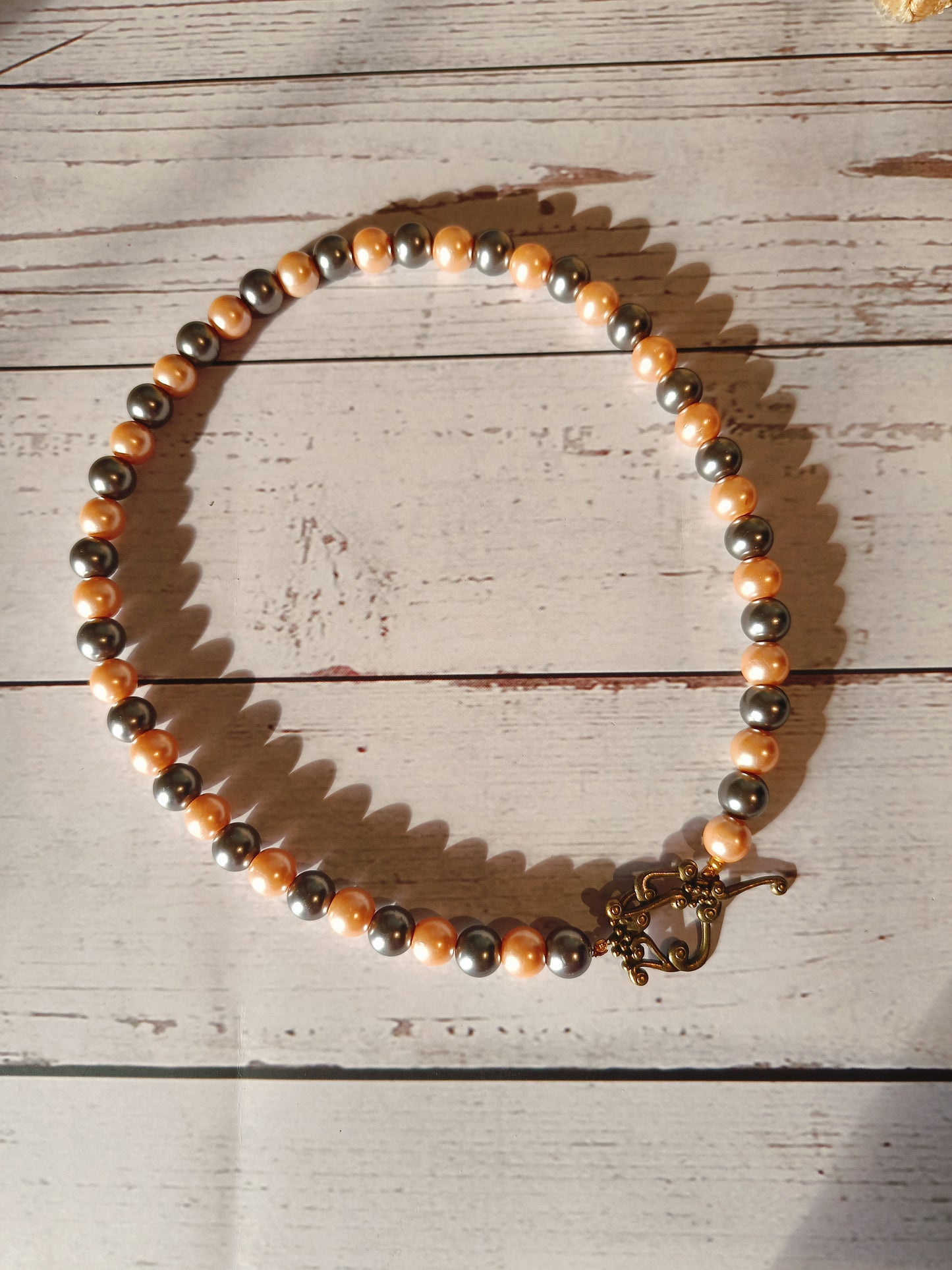 Elegant Two-Tone Glass Bead Necklace & Earring Set
