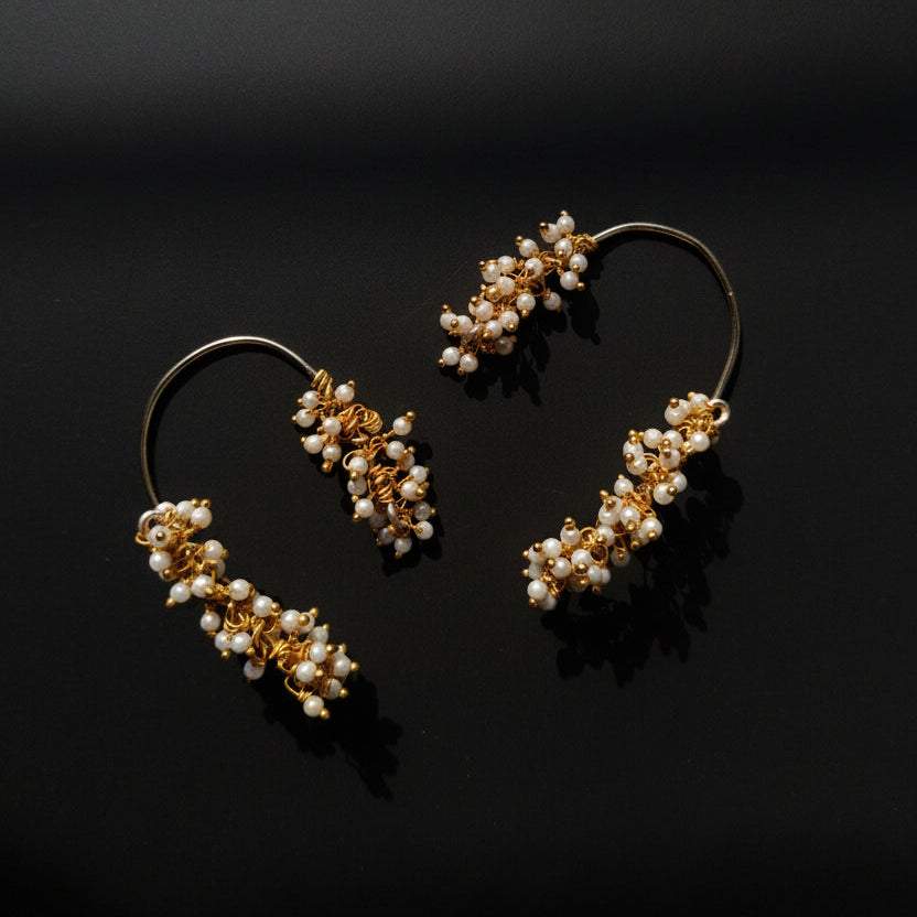 Pearl White Vine Earcuffs