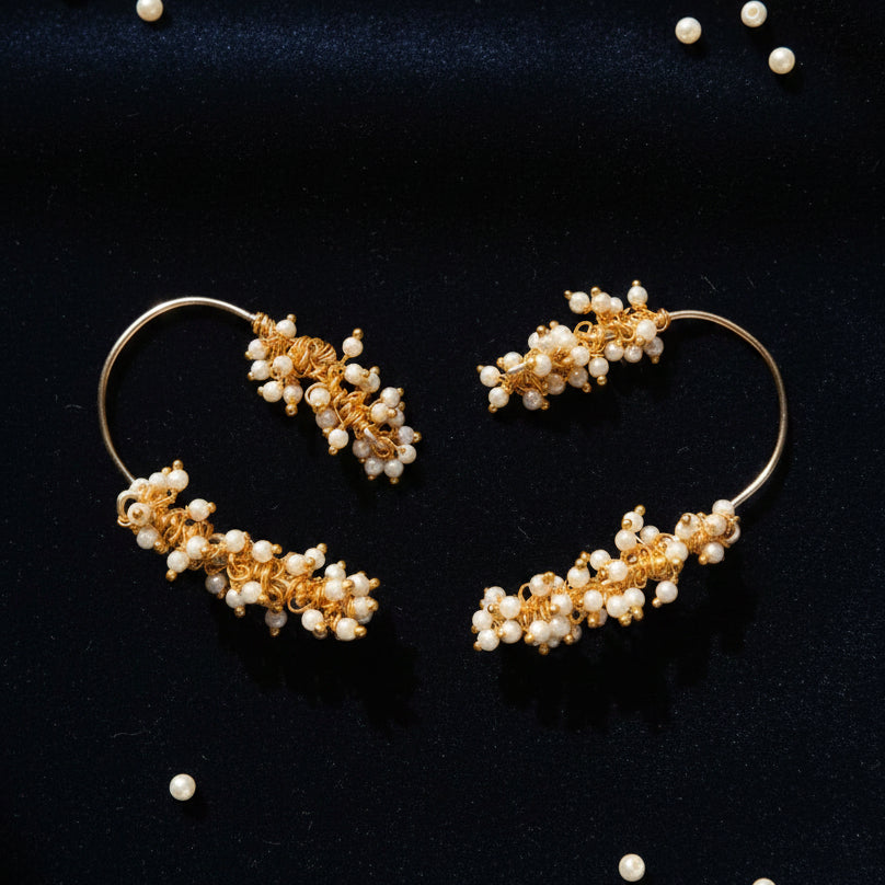 Pearl White Vine Earcuffs
