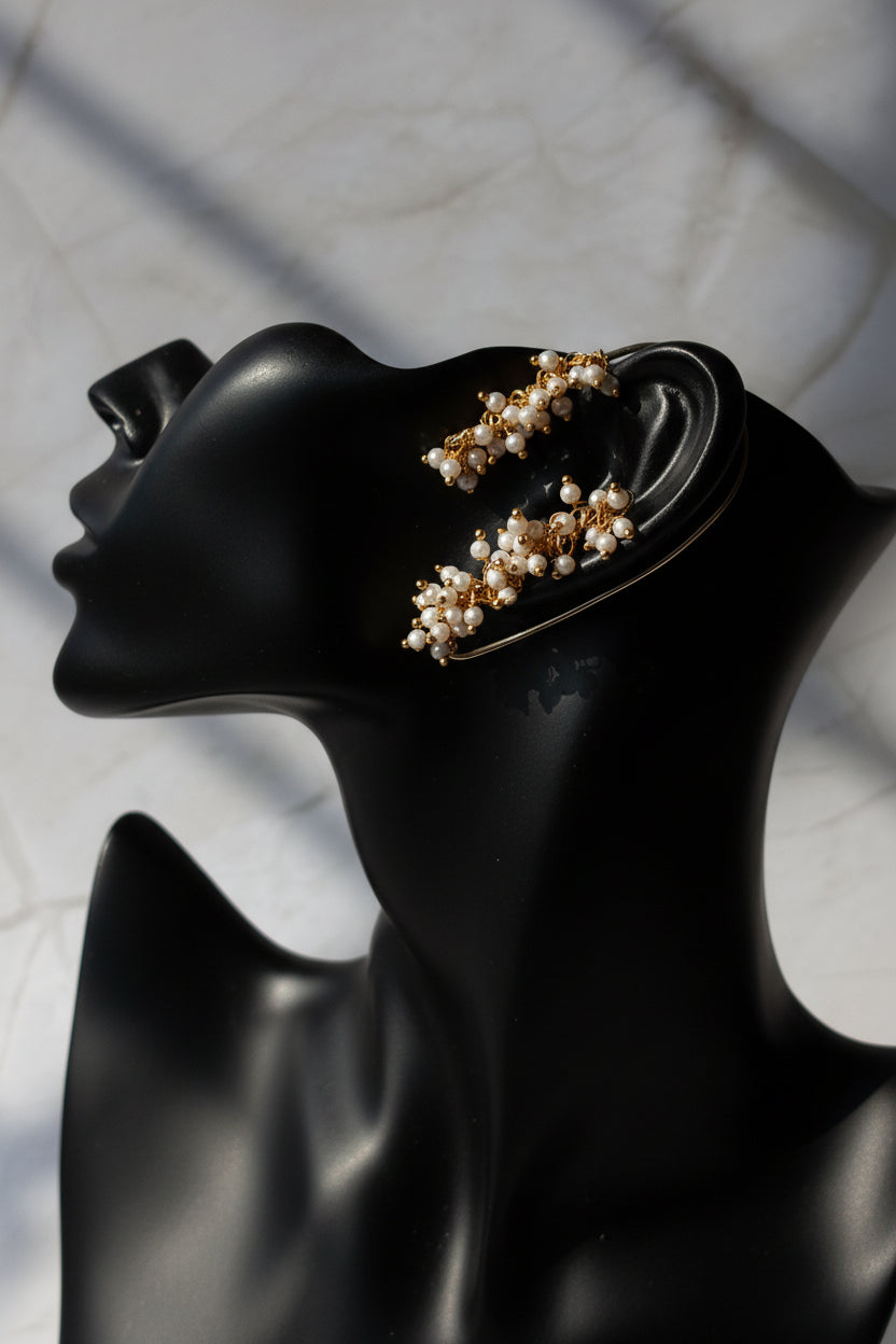 Pearl White Vine Earcuffs