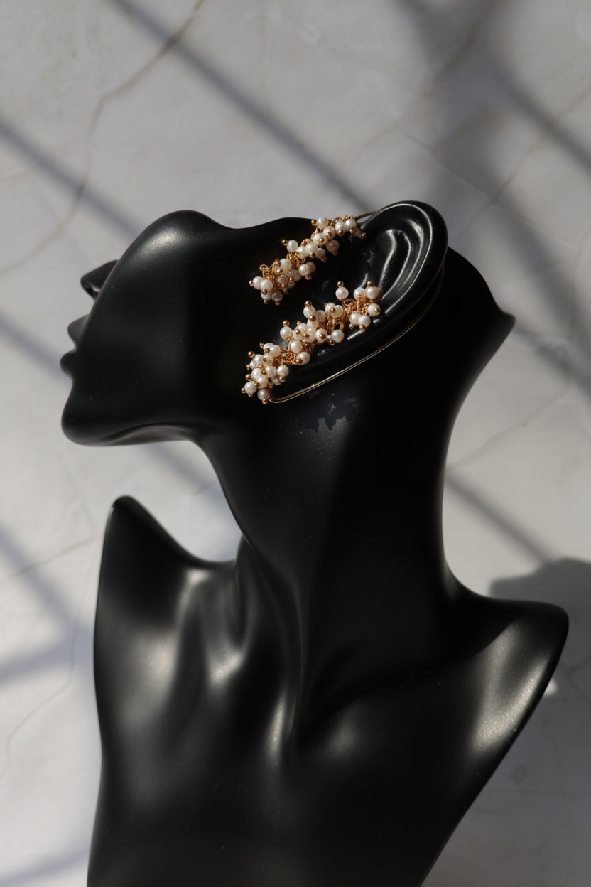 Pearl White Vine Earcuffs