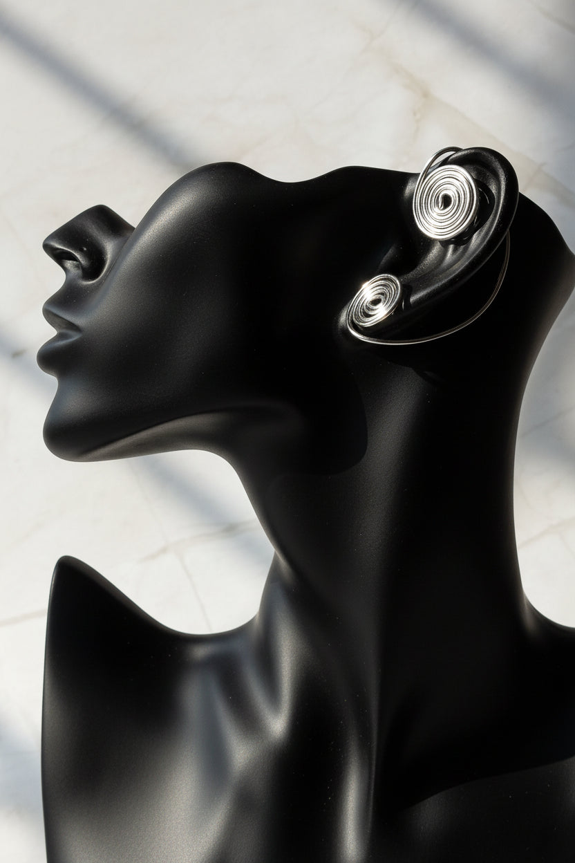 Silver Spiral Earcuffs