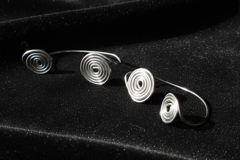 Silver Spiral Earcuffs