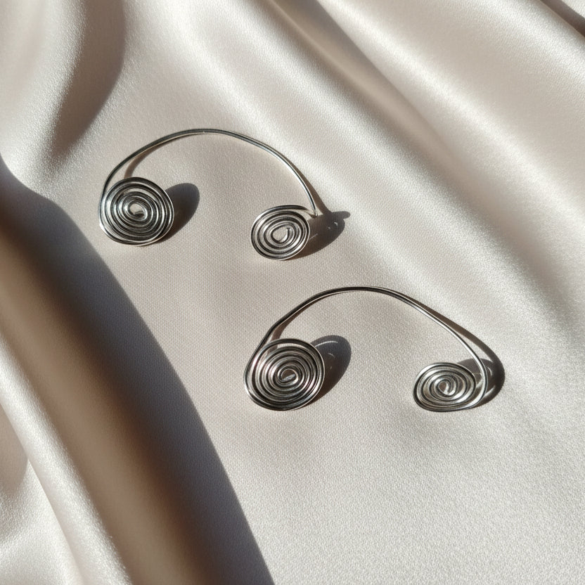 Silver Spiral Earcuffs