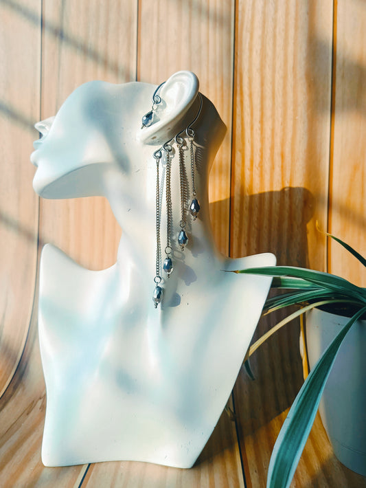 Silver Drape Chain Earcuffs