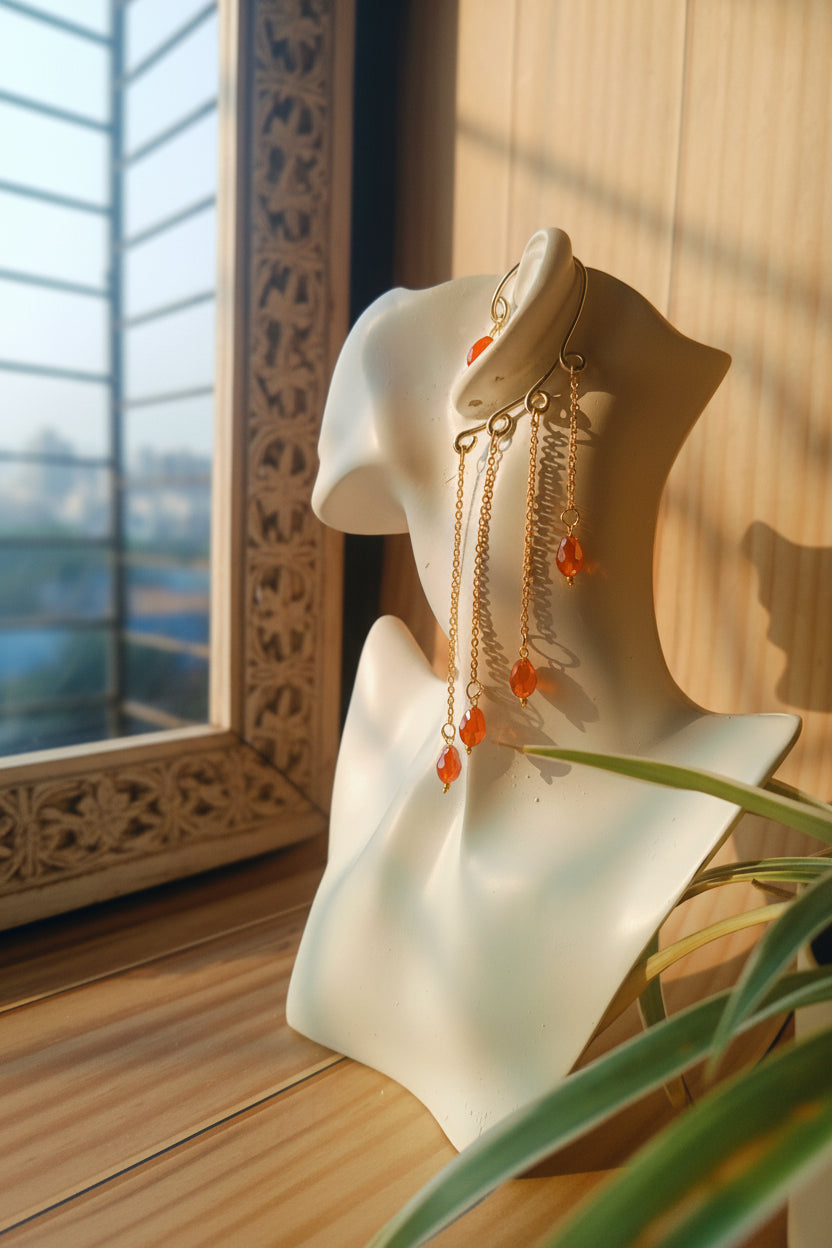 Orange Layered Drop Earcuffs