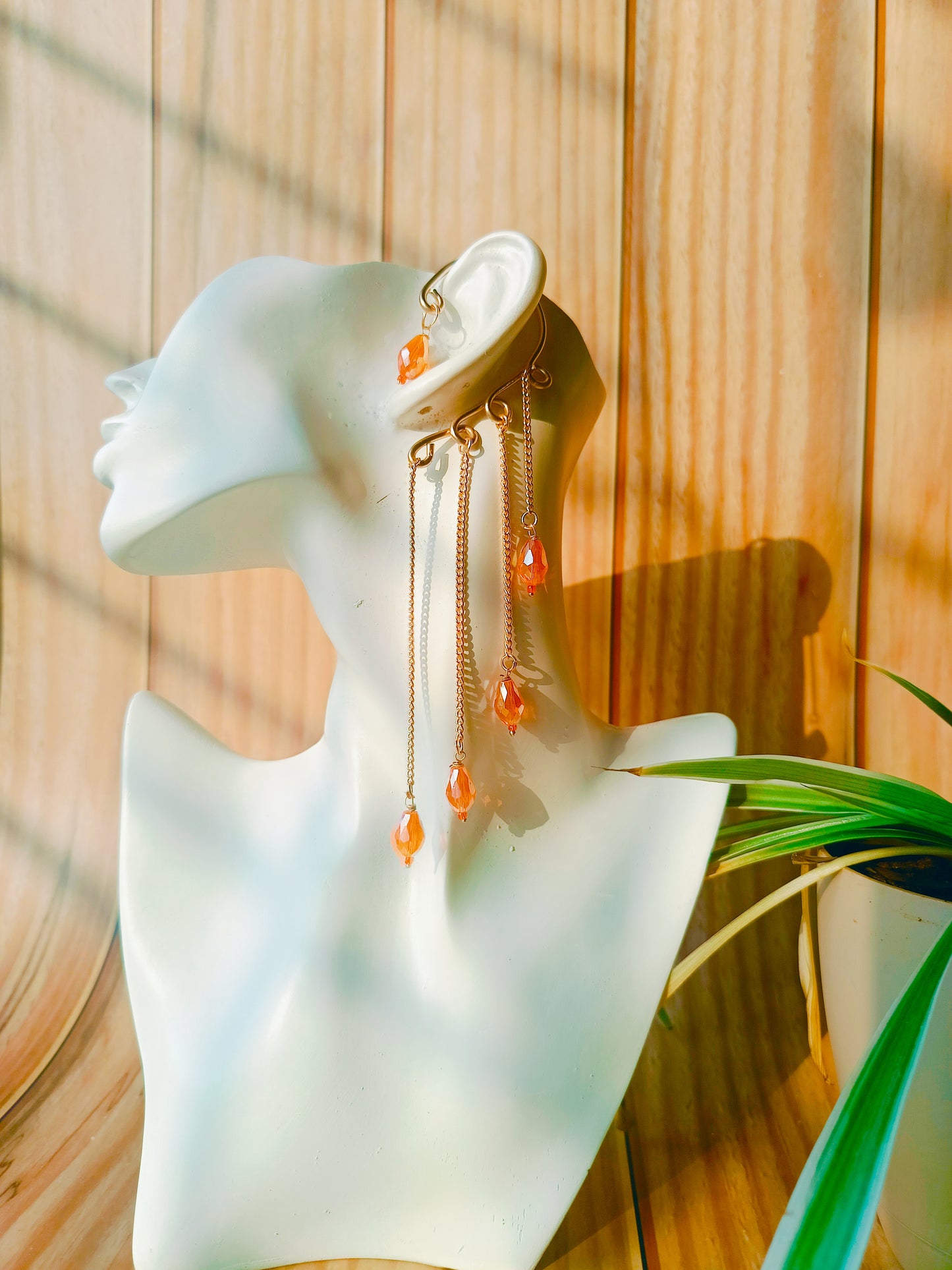 Orange Layered Drop Earcuffs