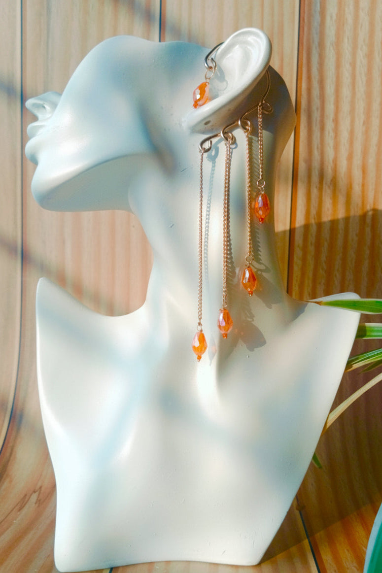 Orange Layered Drop Earcuffs