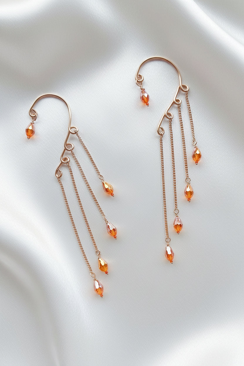 Orange Layered Drop Earcuffs