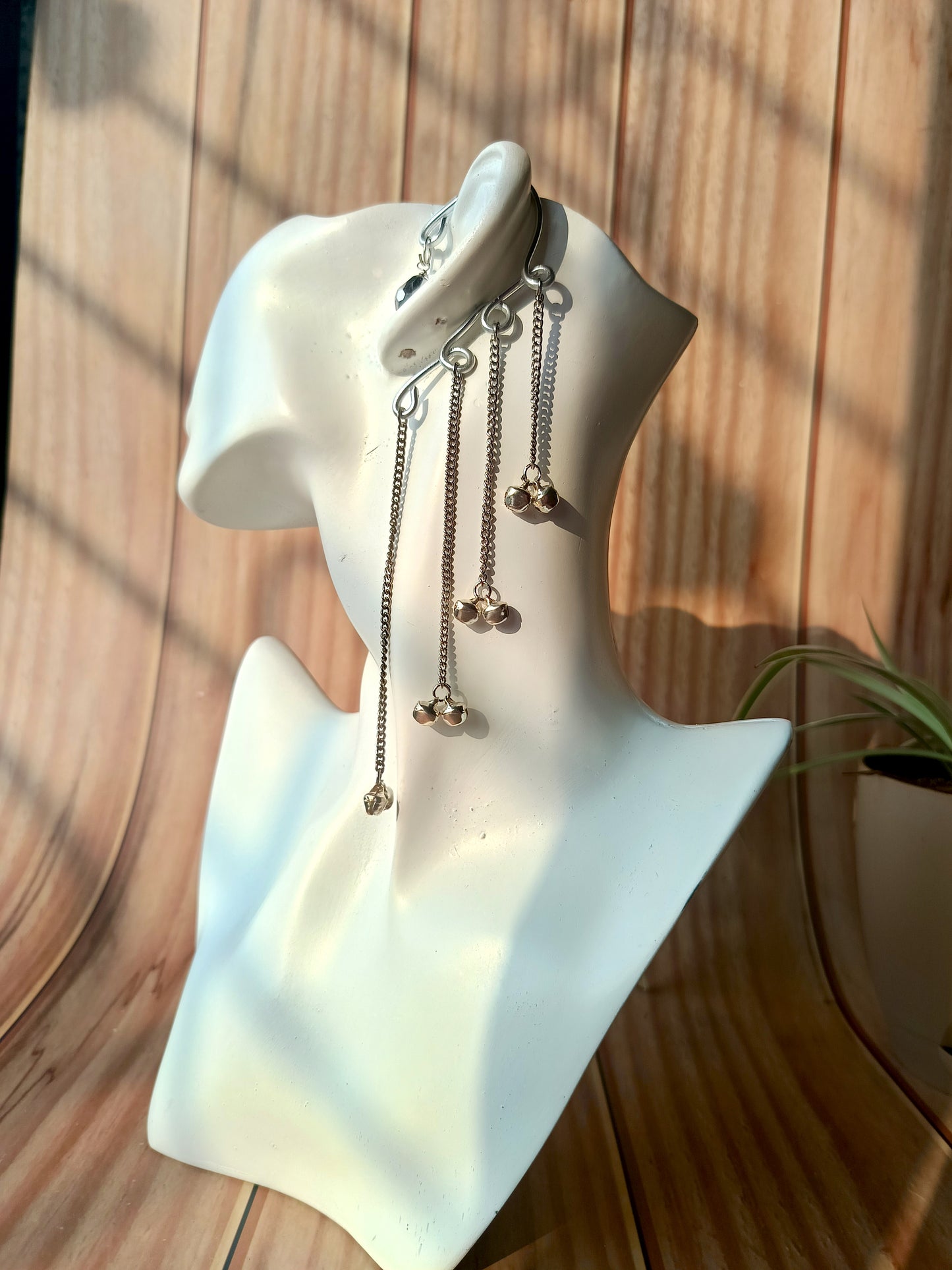 Silver Ghungroo Layered Earcuffs