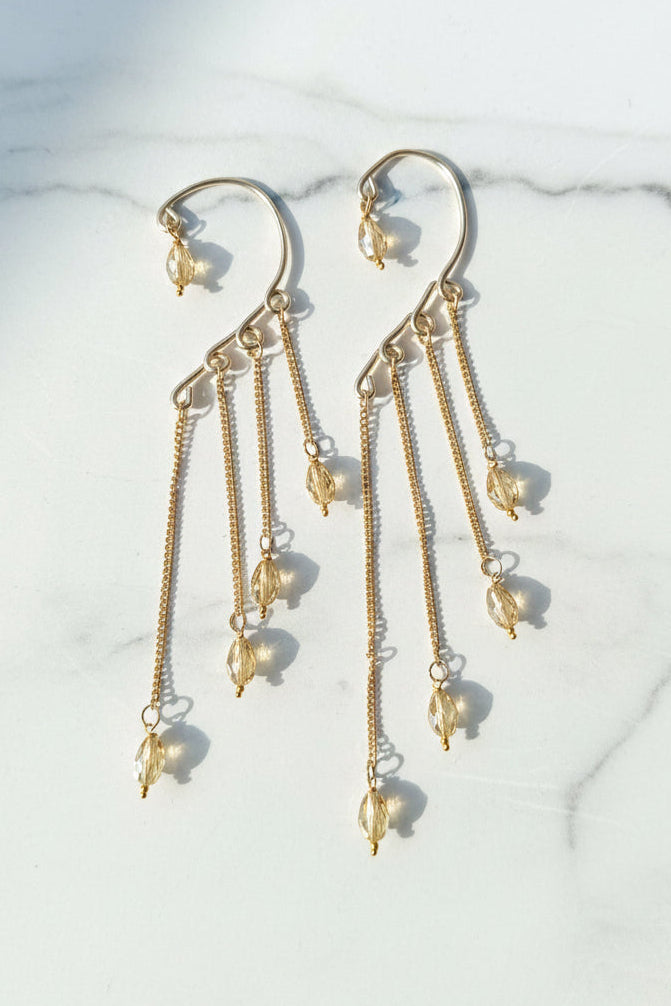 Golden Layered Drop Earcuffs