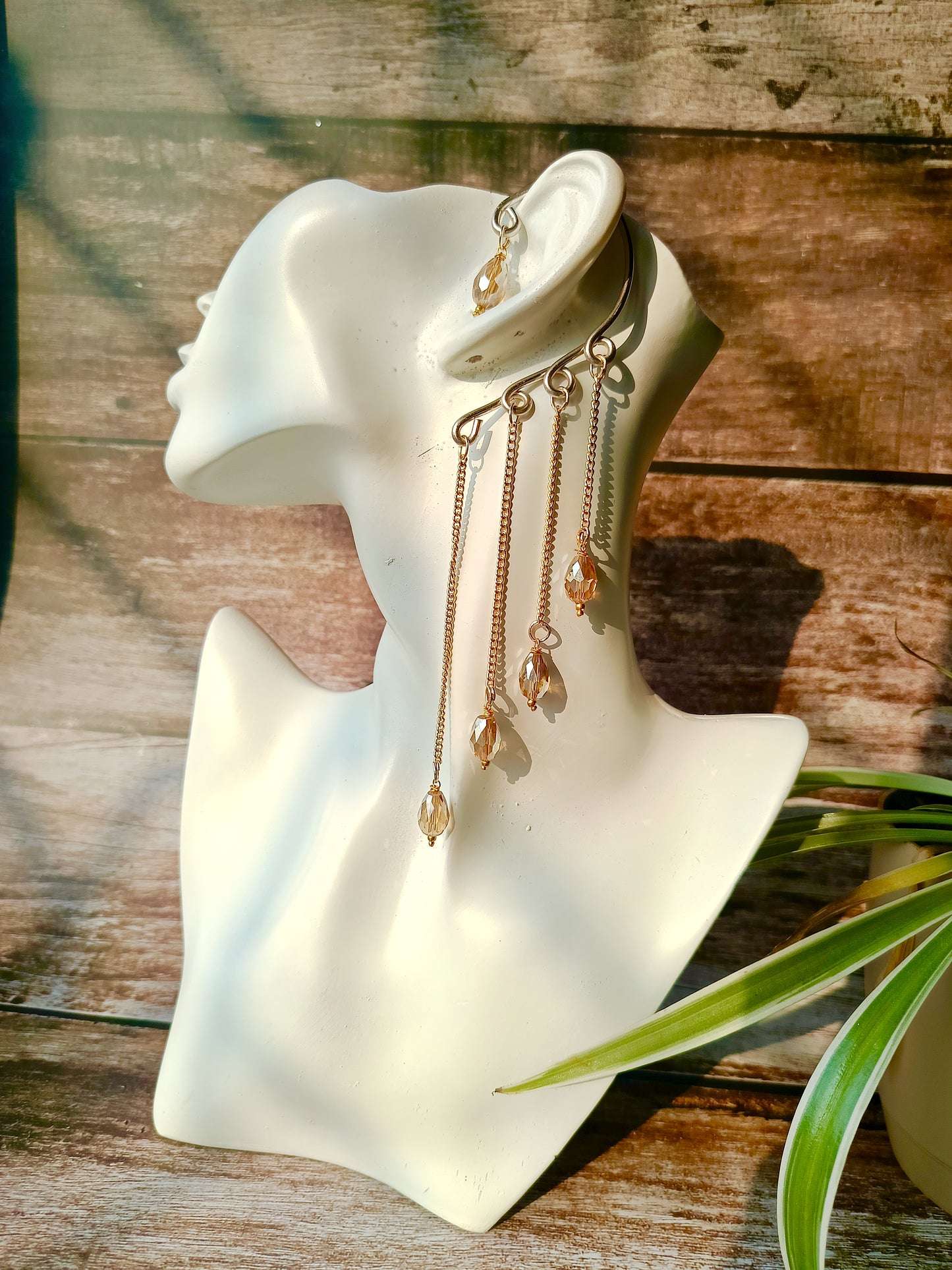 Golden Layered Drop Earcuffs