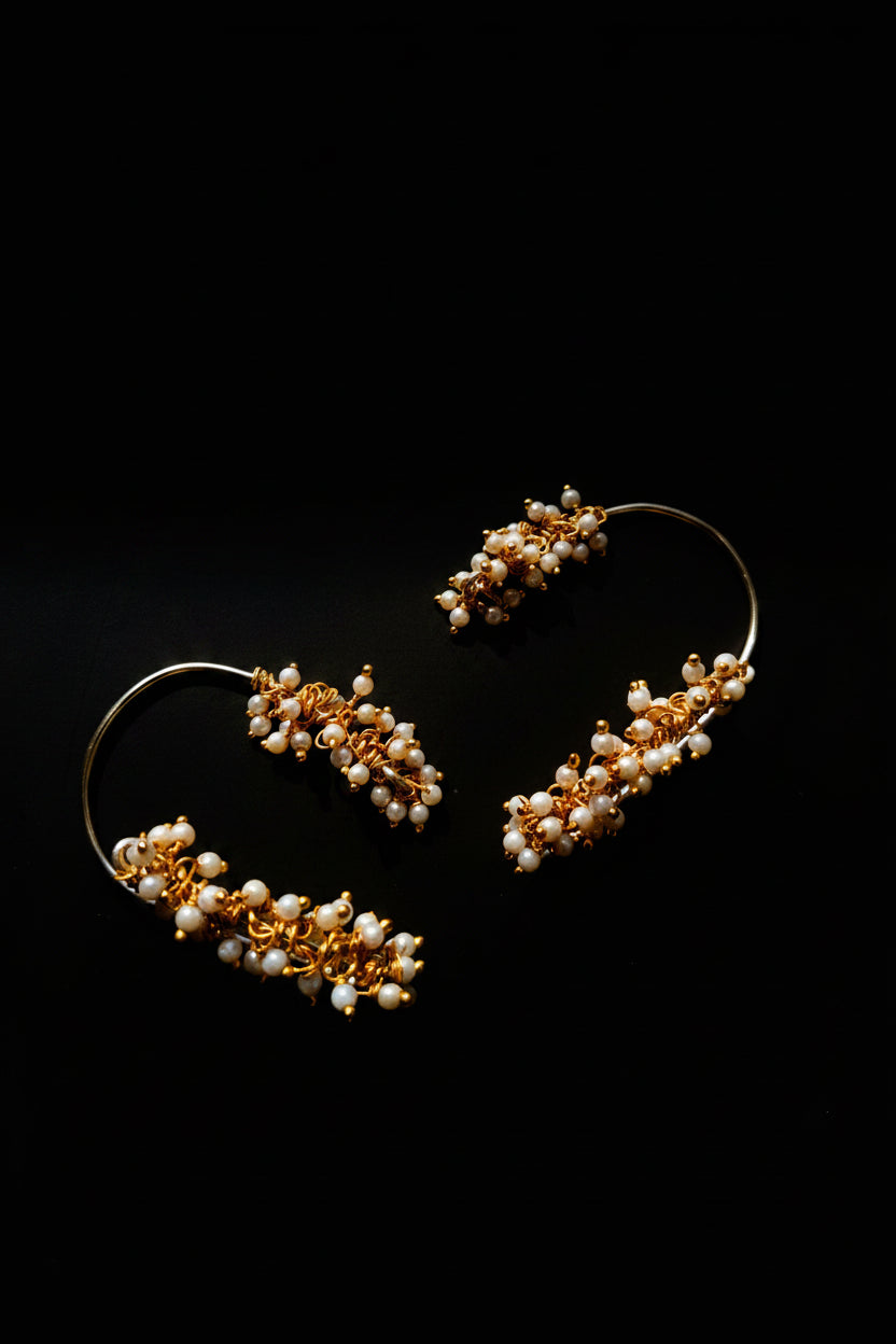 Pearl White Vine Earcuffs