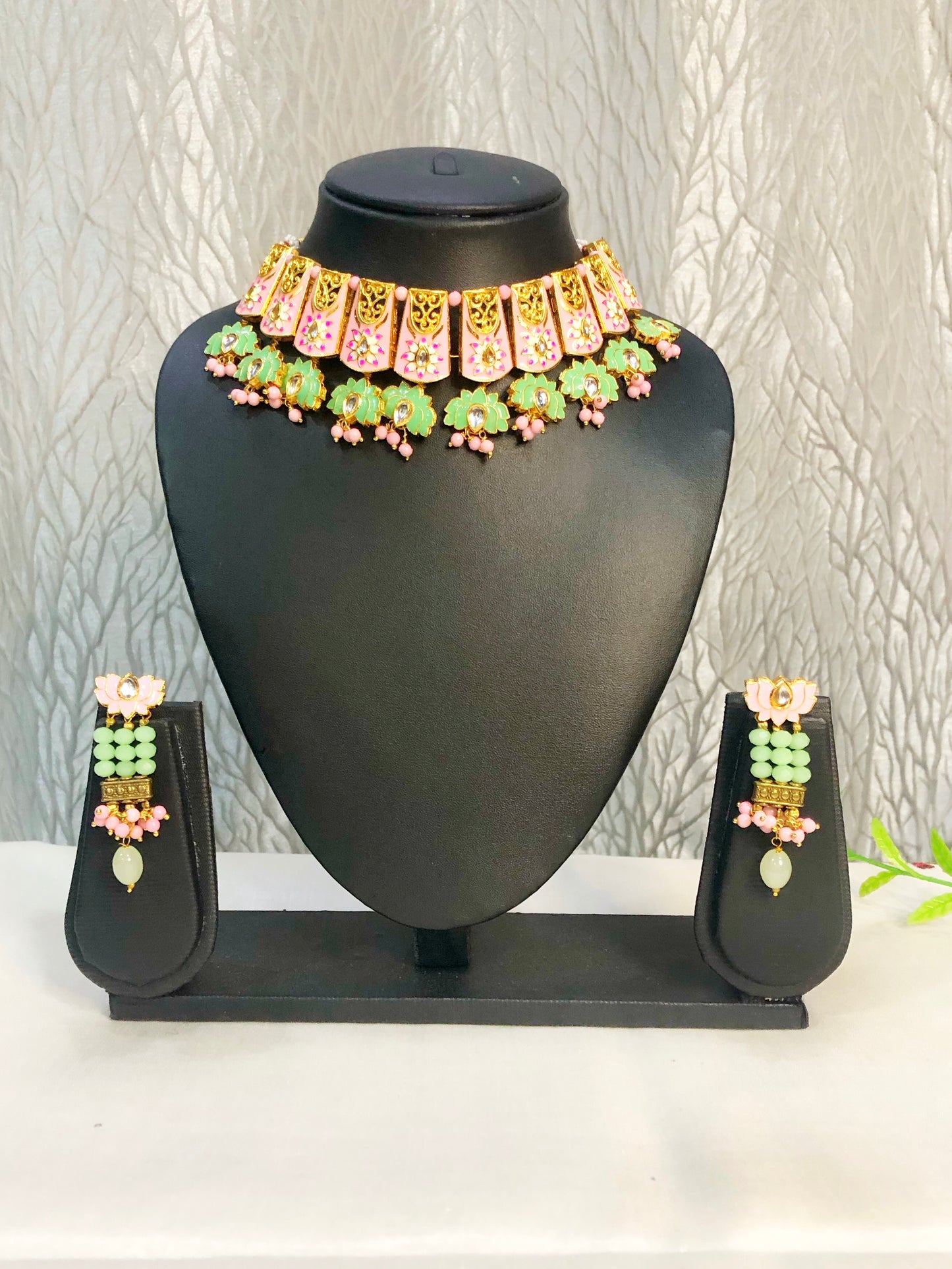 Ethnic Fusion: Pink and Green Set with a Modern Twist