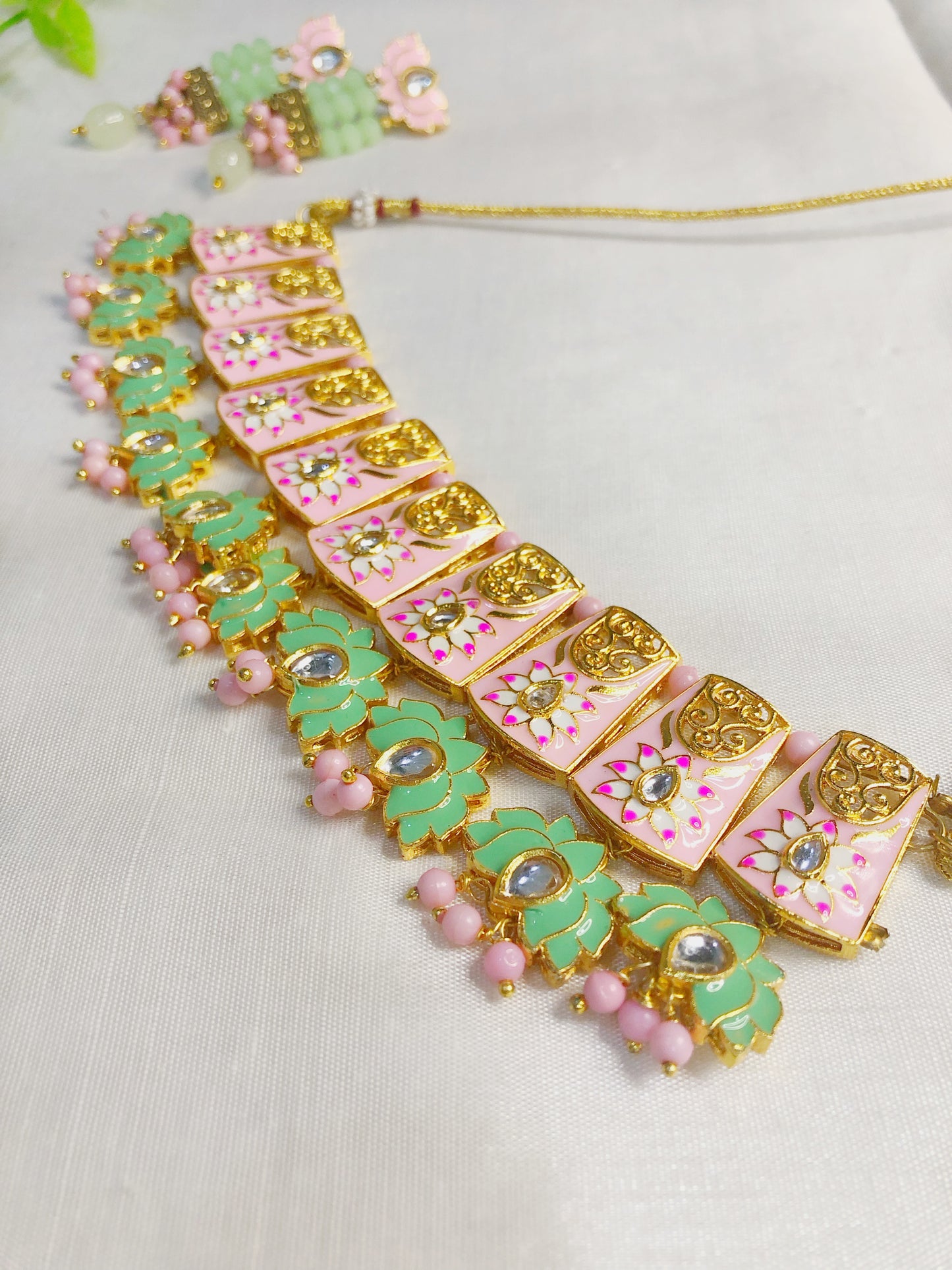 Ethnic Fusion: Pink and Green Set with a Modern Twist